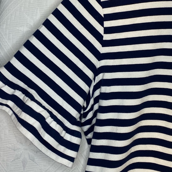 J. Crew Navy/White Striped Ruffle Sleeve Top - XL - Picture 3 of 5
